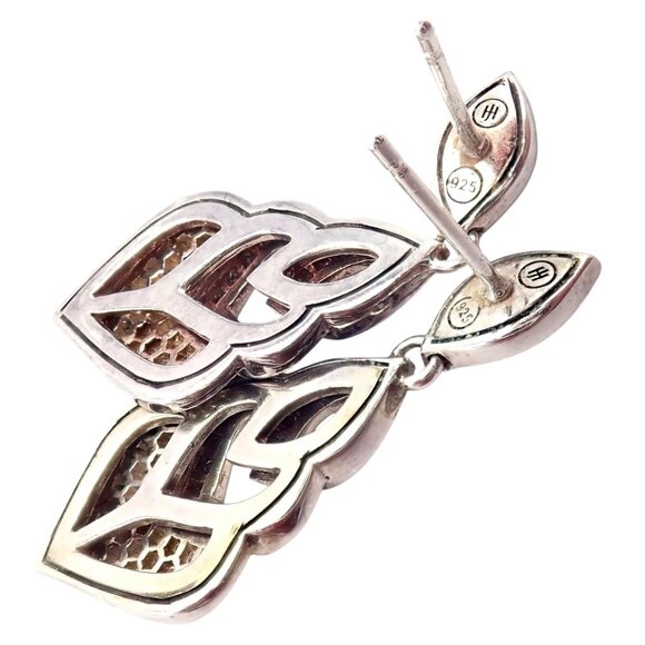 Authentic! John Hardy JH Silver Naga Diamond Heart Earrings - Picture 5 of 12